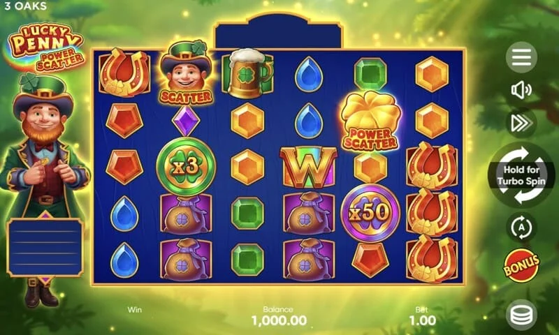 Lucky Penny Power Scatter - altın sikkeli ve ışıklı Power Scatter sembolü